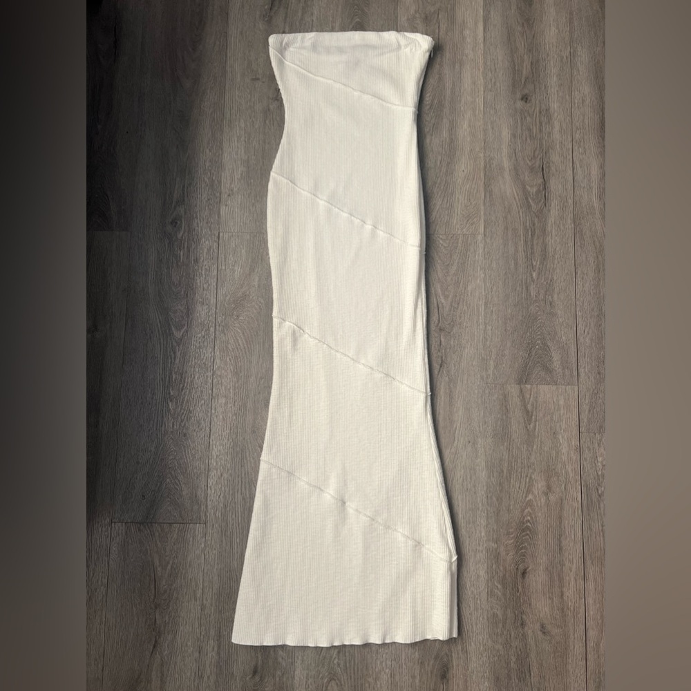 White, tight maxi dress. White fox. Worn once.